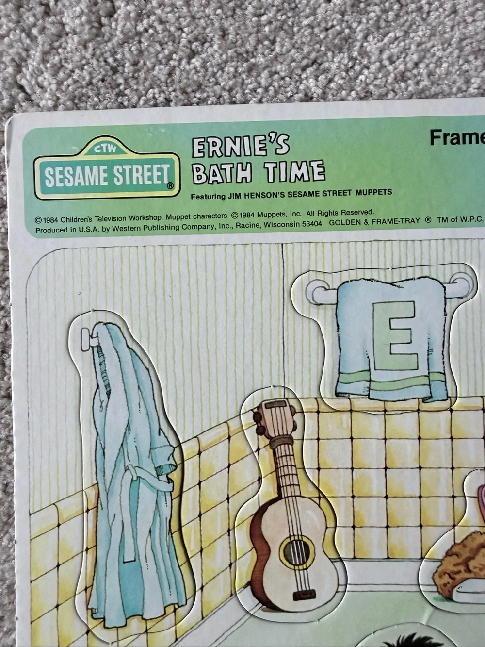 Vintage 1984 Sesame Street Ernie’s Bath Time Frame-Tray Puzzle